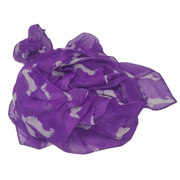 Unbranded | Women's Purple Dachshund Doxie Dog Printed Oversized Scarf - Picture 9 of 11